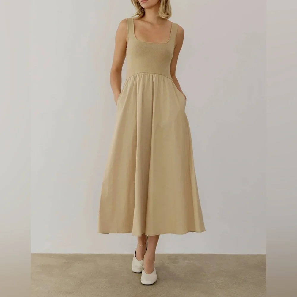 All:Row Lucinda Maxi Dress in Khaki . All Row - Picture 7 of 7
